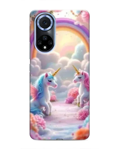 Чехол для Huawei Nova 9 SE с картинкой «Радуга и единороги»
