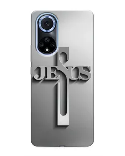 Чехол для Huawei Nova 9 SE с картинкой «Металлический крест Jesus»