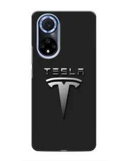 Чехол для Huawei Nova 9 SE с картинкой «Стальной логотип Tesla»