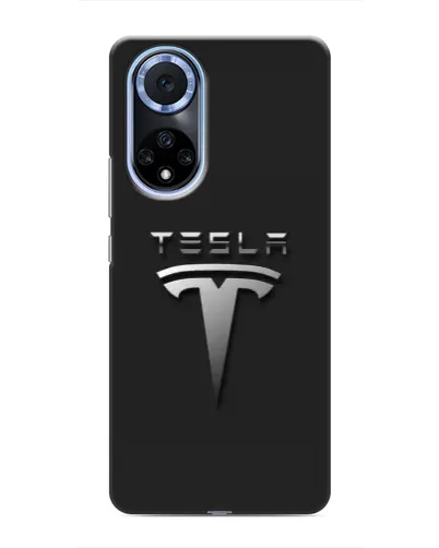 Чехол для Huawei Nova 9 SE с картинкой «Стальной логотип Tesla»