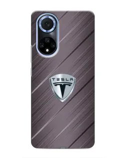Чехол для Huawei Nova 9 SE с картинкой «Металлическая текстура Tesla»