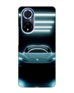 Чехол для Huawei Nova 9 SE с картинкой «Tesla в неоне»