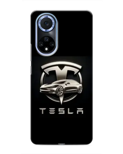 Чехол для Huawei Nova 9 SE с картинкой «Tesla — серебристое авто»