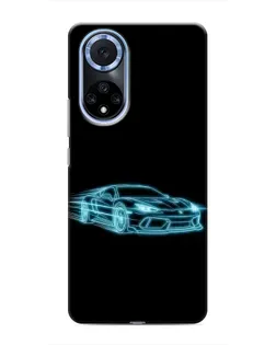 Чехол для Huawei Nova 9 SE с картинкой «Неоновый контур Lamborghini»