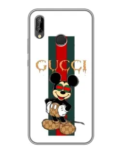 Чехол для Huawei P Smart 2019 с картинкой «Микки Маус Gucci — полосы»