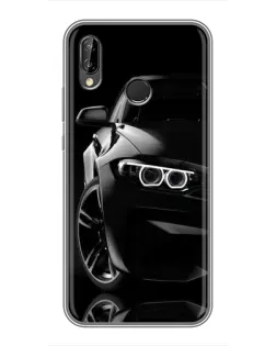Чехол для Huawei P Smart 2019 с картинкой «Черная BMW — профиль»