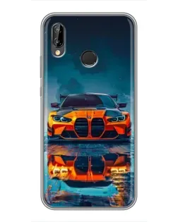 Чехол для Huawei P Smart 2019 с картинкой «BMW — золотая эмблема»