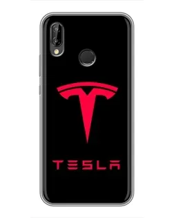 Чехол для Huawei P Smart 2019 с картинкой «Tesla Red Logo»