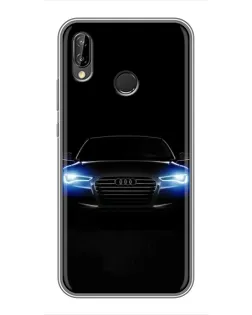 Чехол для Huawei P Smart 2019 с картинкой «Audi в неоне»