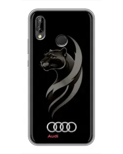 Чехол для Huawei P Smart 2019 с картинкой «Графика — пантера и Audi»