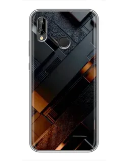 Чехол для Huawei P Smart 2019 с картинкой «Черные геометрические блоки»