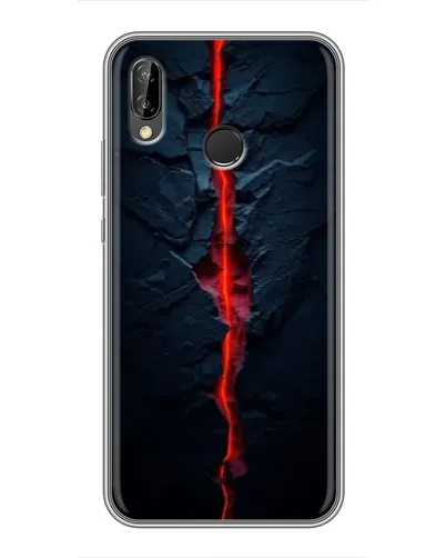 Чехол для Huawei P Smart 2019 с картинкой «Kрасная лавовая трещина»