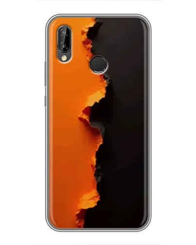 Чехол для Huawei P Smart 2019 с картинкой «Оранжевый разлом»