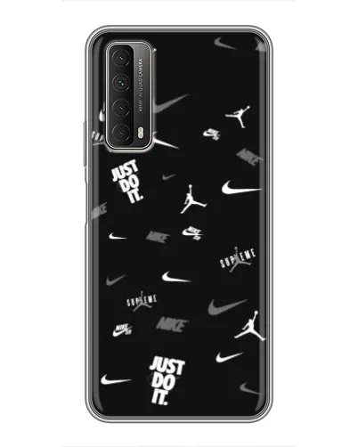 Чехол для Huawei P Smart 2021 с картинкой «Nike Black Pattern»