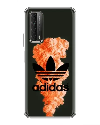 Чехол для Huawei P Smart 2021 с картинкой «Оранжевый дым Adidas»