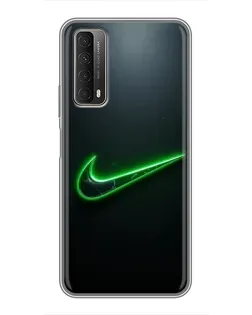 Чехол для Huawei P Smart 2021 с картинкой «Неоновый контур Nike»
