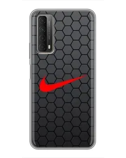 Чехол для Huawei P Smart 2021 с картинкой «Nike — карбоновая сетка»