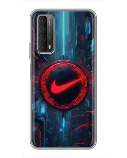 Чехол для Huawei P Smart 2021 с картинкой «Техногенный стиль Nike»