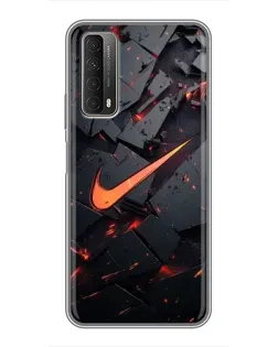 Чехол для Huawei P Smart 2021 с картинкой «Nike — эффект разломов»