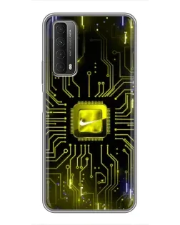 Чехол для Huawei P Smart 2021 с картинкой «Nike — золотая искра»