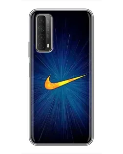 Чехол для Huawei P Smart 2021 с картинкой «Синий пульс Nike»