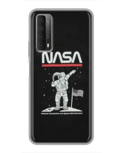Чехол для Huawei P Smart 2021 с картинкой «NASA — шагаем по Луне»