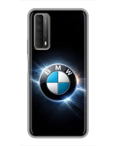 Чехол для Huawei P Smart 2021 с картинкой «BMW — неоновое сияние»