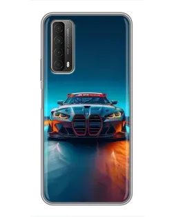 Чехол для Huawei P Smart 2021 с картинкой «BMW — огни неона» Чехол для Huawei P Smart 2021 с картинкой «BMW — огни неона»