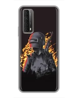 Чехол для Huawei P Smart 2021 с картинкой «PUBG — огненный силуэт» Чехол для Huawei P Smart 2021 с картинкой «PUBG — огненный силуэт»
