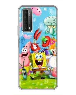 Чехол для Huawei P Smart 2021 с картинкой «Губка Боб и друзья»