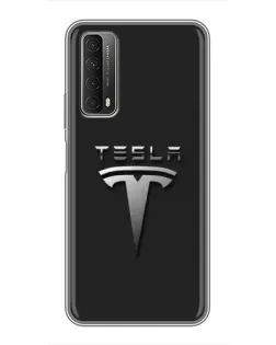 Чехол для Huawei P Smart 2021 с картинкой «Стальной логотип Tesla» Чехол для Huawei P Smart 2021 с картинкой «Стальной логотип Tesla»