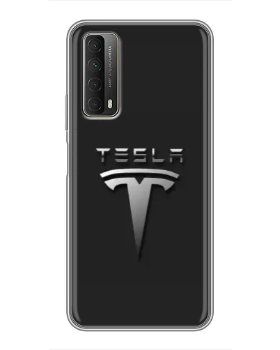 Чехол для Huawei P Smart 2021 с картинкой «Стальной логотип Tesla»