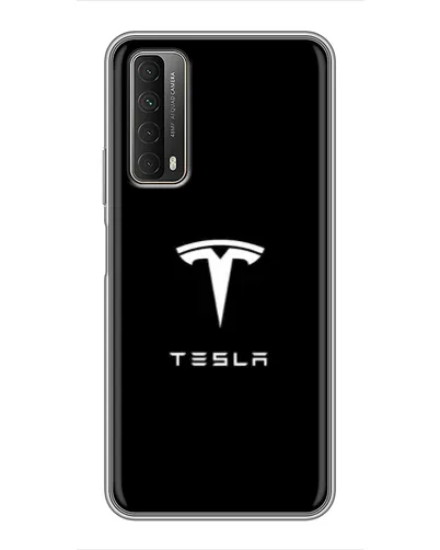 Чехол для Huawei P Smart 2021 с картинкой «Tesla White Logo»