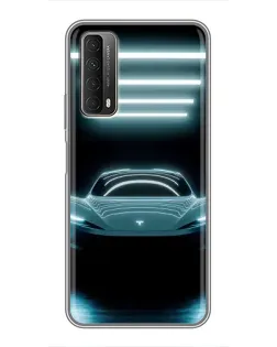 Чехол для Huawei P Smart 2021 с картинкой «Tesla в неоне» Чехол для Huawei P Smart 2021 с картинкой «Tesla в неоне»