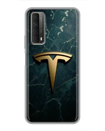 Чехол для Huawei P Smart 2021 с картинкой «Мраморная Tesla Gold»