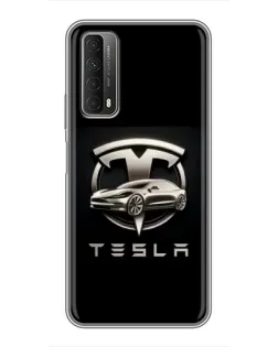 Чехол для Huawei P Smart 2021 с картинкой «Tesla — серебристое авто» Чехол для Huawei P Smart 2021 с картинкой «Tesla — серебристое авто»