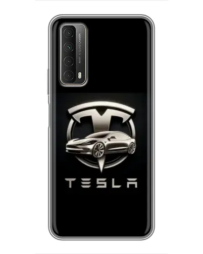 Чехол для Huawei P Smart 2021 с картинкой «Tesla — серебристое авто»