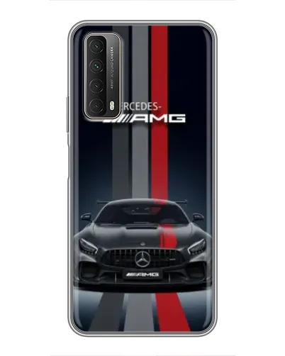 Чехол для Huawei P Smart 2021 с картинкой «Mercedes — белый карбон»