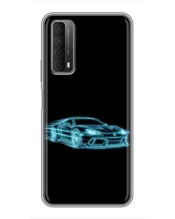 Чехол для Huawei P Smart 2021 с картинкой «Неоновый контур Lamborghini» Чехол для Huawei P Smart 2021 с картинкой «Неоновый контур Lamborghini»