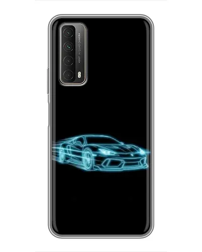 Чехол для Huawei P Smart 2021 с картинкой «Неоновый контур Lamborghini»