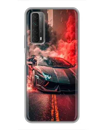 Чехол для Huawei P Smart 2021 с картинкой «Lamborghini красный дым»