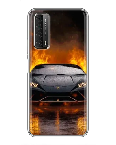 Чехол для Huawei P Smart 2021 с картинкой «Lamborghini в огне»