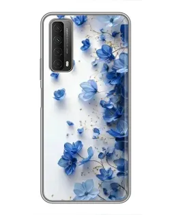 Чехол для Huawei P Smart 2021 с картинкой «Голубой цветочный каскад» Чехол для Huawei P Smart 2021 с картинкой «Голубой цветочный каскад»