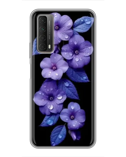 Чехол для Huawei P Smart 2021 с картинкой «Фиолетовые цветы с росою»
