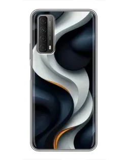Чехол для Huawei P Smart 2021 с картинкой «Объемные черно-белые ленты» Чехол для Huawei P Smart 2021 с картинкой «Объемные черно-белые ленты»
