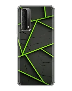 Чехол для Huawei P Smart 2021 с картинкой «Зеленые геометрические линии»