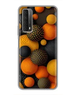 Чехол для Huawei P Smart 2021 с картинкой «Объемные оранжевые сферы»