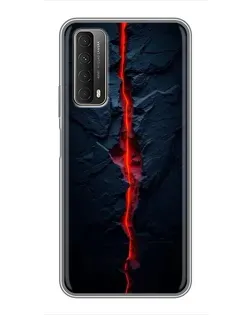 Чехол для Huawei P Smart 2021 с картинкой «Kрасная лавовая трещина»