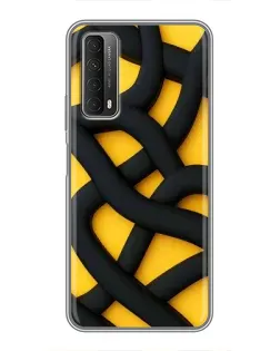 Чехол для Huawei P Smart 2021 с картинкой «Черное желтое переплетение»