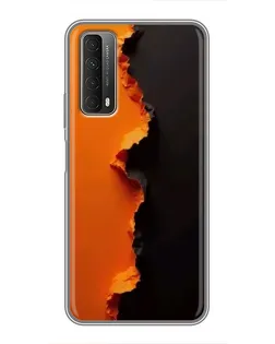 Чехол для Huawei P Smart 2021 с картинкой «Оранжевый разлом»